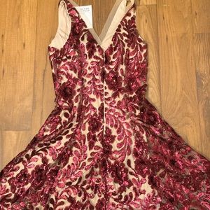 Badgley Mischka red cocktail holiday dress new 2